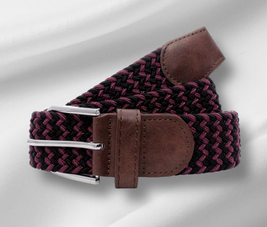 Cinturón trenzado Negro y Vino Tinto