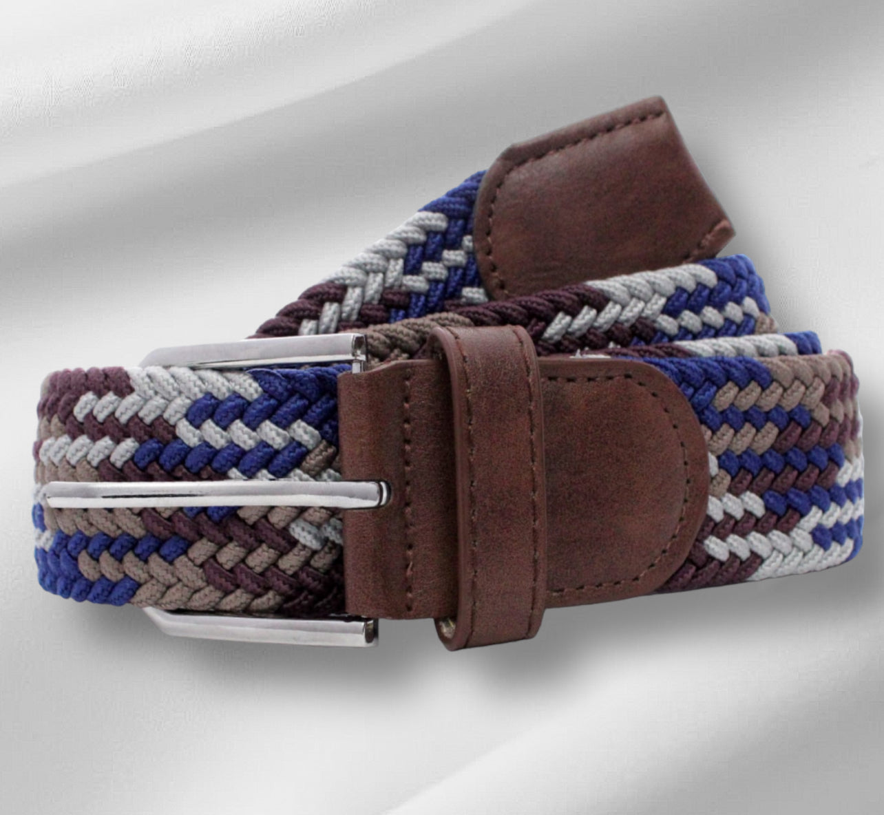 Cinturón trenzado Cafe Azul Blanco