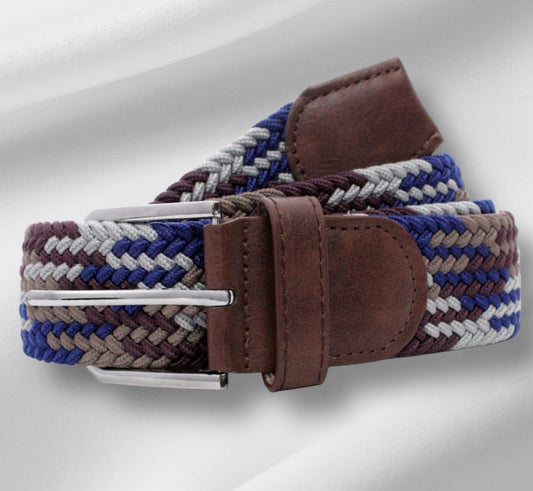 Cinturón trenzado Cafe Azul Blanco