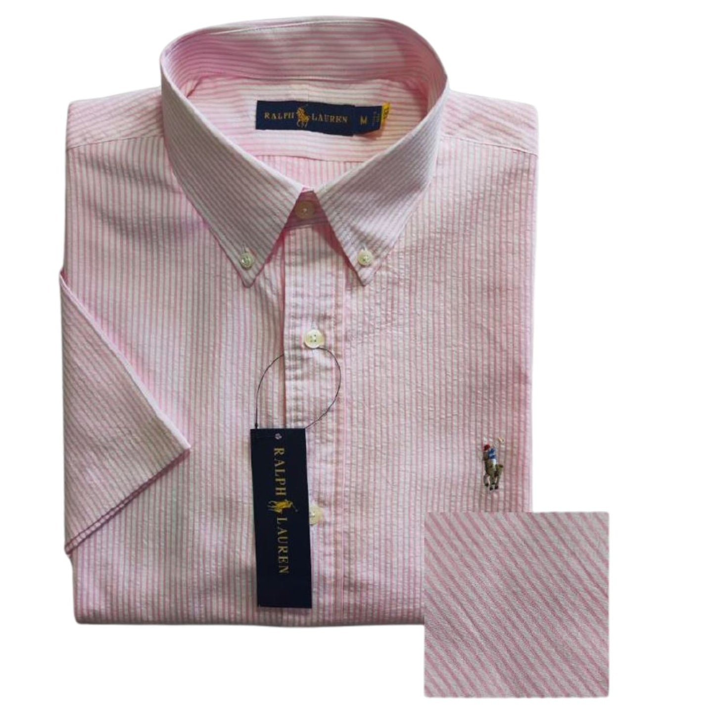 Camisa manga corta Polo Ralph Rayas Rosadas