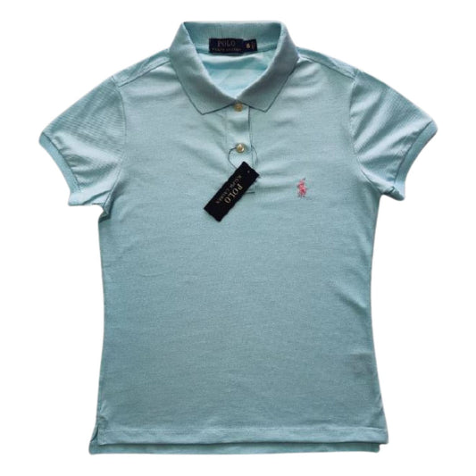 Camiseta Tipo Polo Mujer Manga Corta Azul Cielo Polo Ralph Lauren