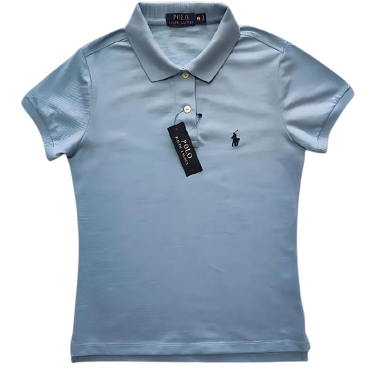 Camiseta Tipo Polo Mujer Manga Corta Azul Claro Polo Ralph Lauren