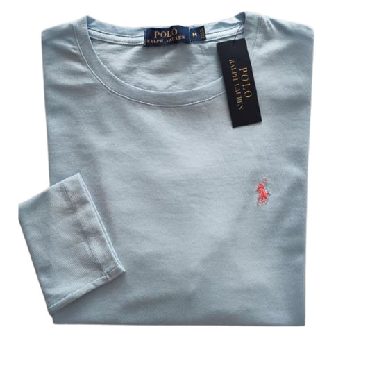 Camiseta T - Shirt cuello redondo manga larga Azul Celeste Ralph Lauren