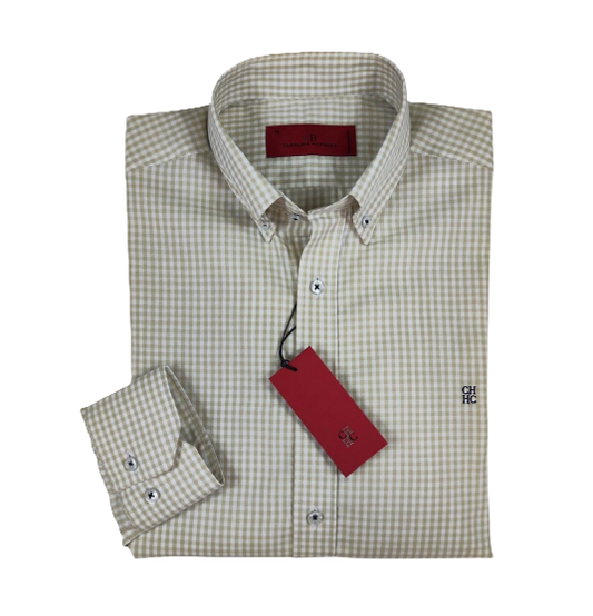 Camisa manga larga de Cuadros Carolina Herrera Beige