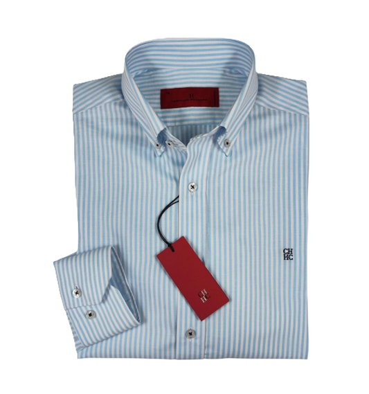 Camisa manga larga de Rayas Carolina Herrera Celeste