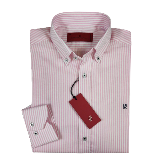 Camisa manga larga de Rayas Carolina Herrera Rosada