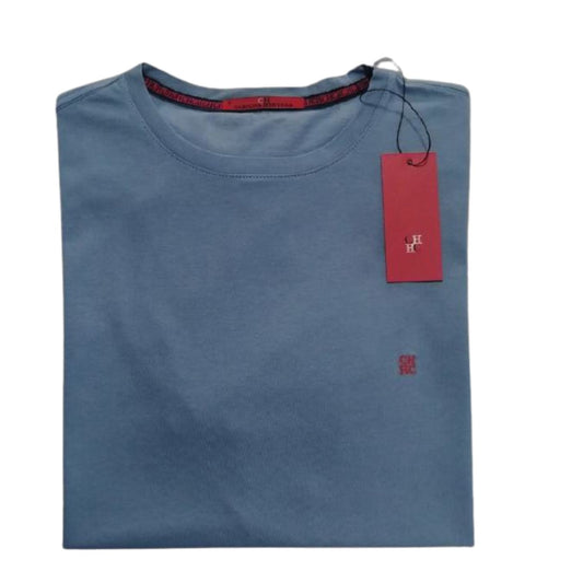 Camiseta T- Shirt cuello redondo manga corta color Azul Carolina Herrera