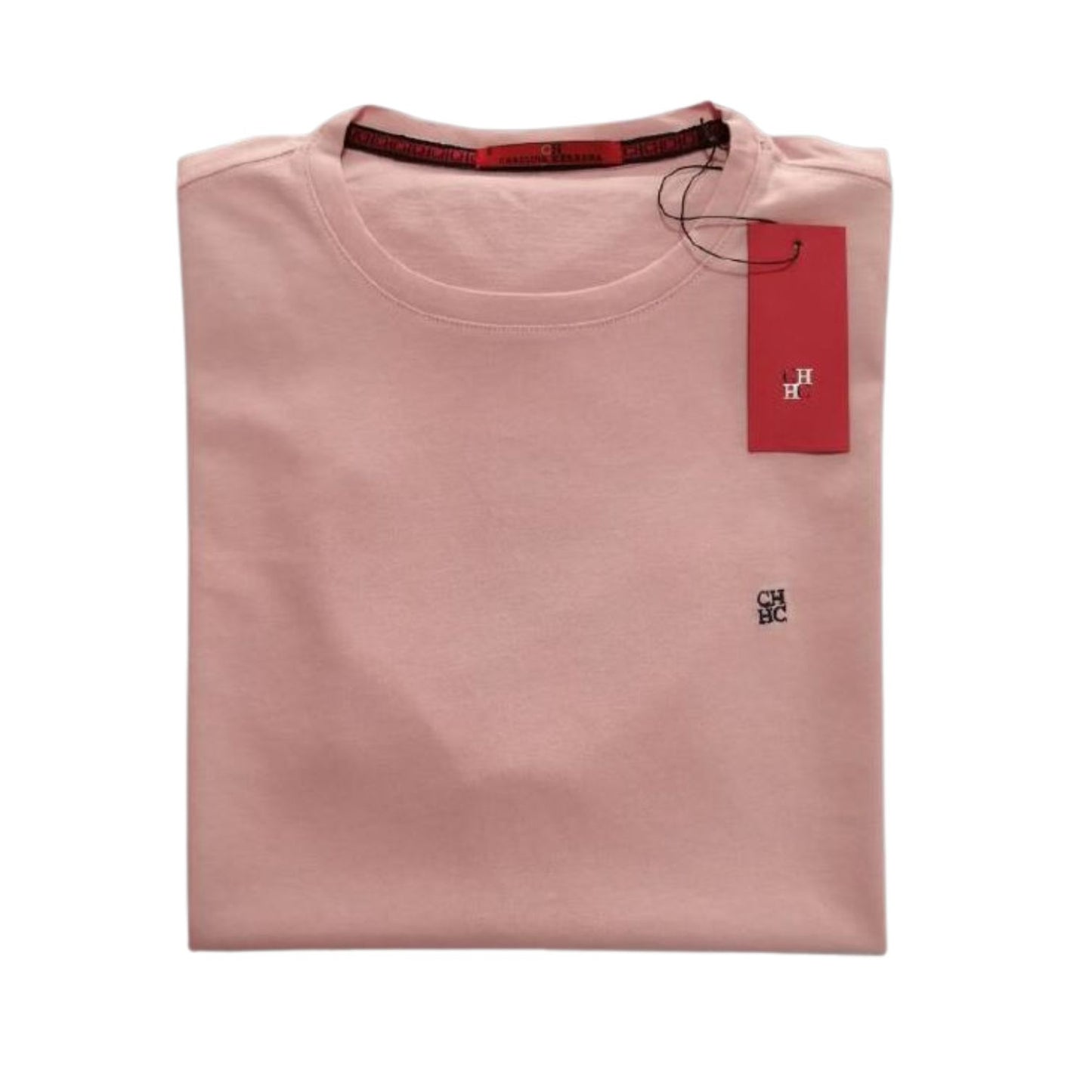 Camiseta T- Shirt cuello redondo manga corta color Rosa Carolina Herrera