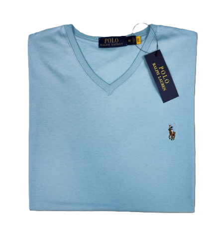 Camiseta T - Shirt cuello v manga corta Azul Sky Ralph Lauren