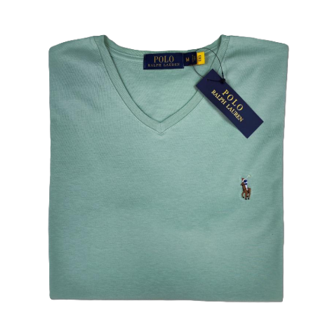 Camiseta T - Shirt cuello v manga corta Verde Esmeralda Ralph Lauren