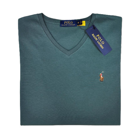 Camiseta T - Shirt cuello v manga corta Verde Botella Ralph Lauren
