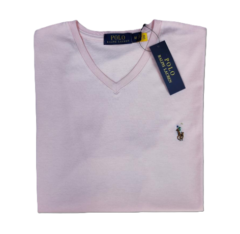 Camiseta T - Shirt cuello v manga corta Rosa Ralph Lauren