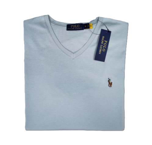 Camiseta T - Shirt cuello v manga corta Gris Claro Ralph Lauren
