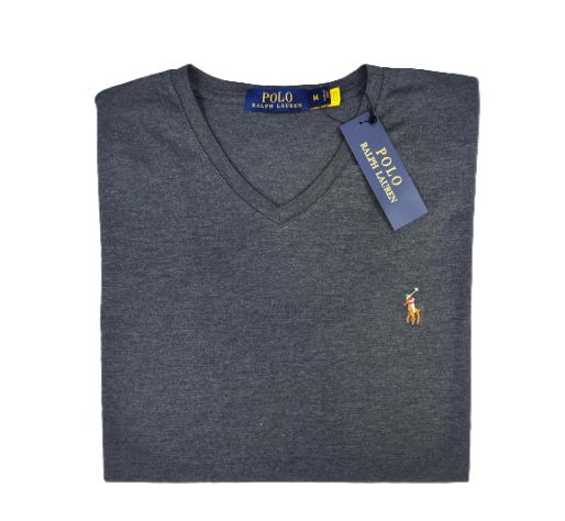 Camiseta T - Shirt cuello v manga corta Gris Oscuro Ralph Lauren