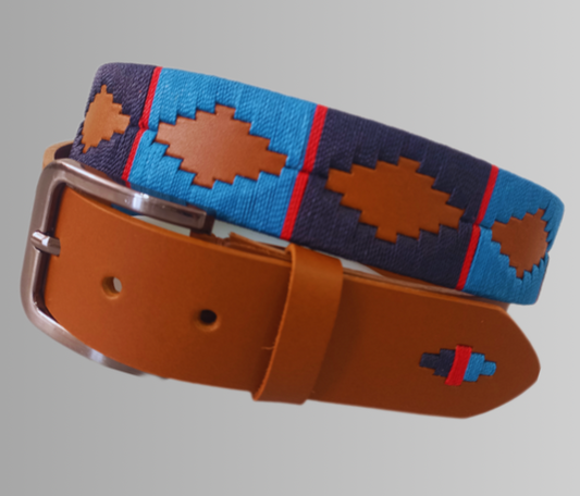 Cinturón en cuero con diseño en hilo encerado Cobalto