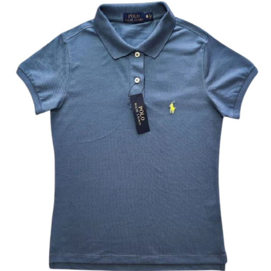 Camiseta Tipo Polo Mujer Manga Corta Gris Polo Ralph Lauren