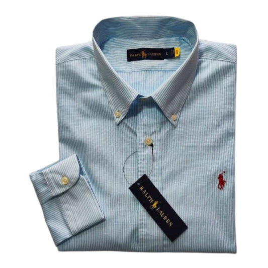 Camisa para Hombre manga larga Polo Ralph Lauren Rayas Agua Marina