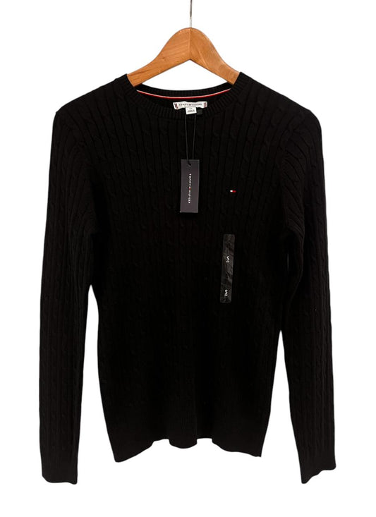 Saco negro Tommy Hilfiger tejido amplio de punto trenzado