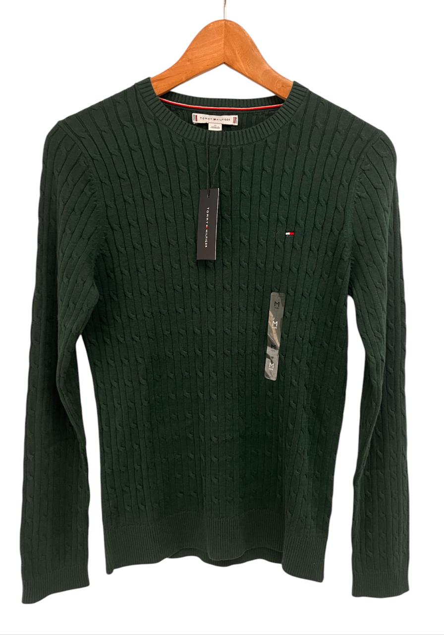 Saco beige Tommy Hilfiger tejido amplio de punto trenzado