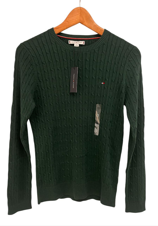 Saco verde Tommy Hilfiger tejido amplio de punto trenzado