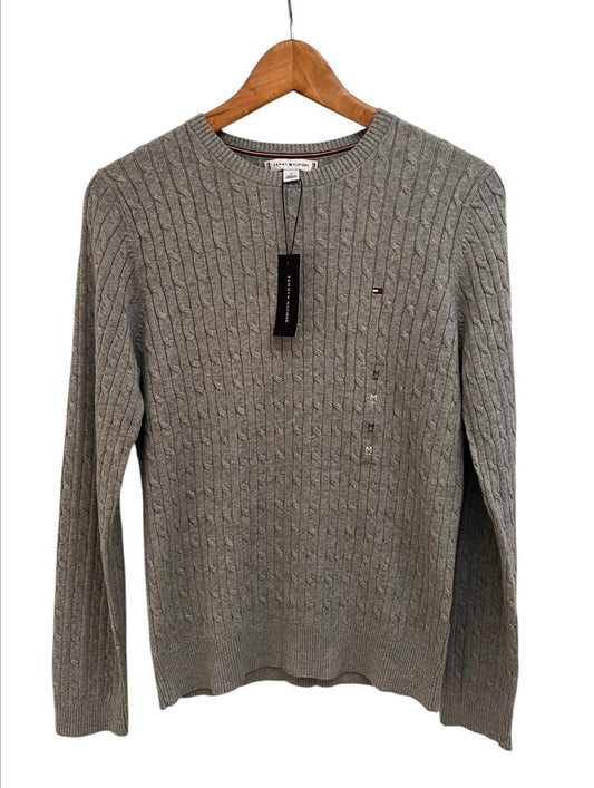 Saco gris claro Tommy Hilfiger tejido amplio de punto trenzado