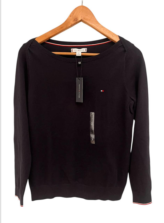 Saco azul marino Tommy Hilfiger tejido con cuello barco