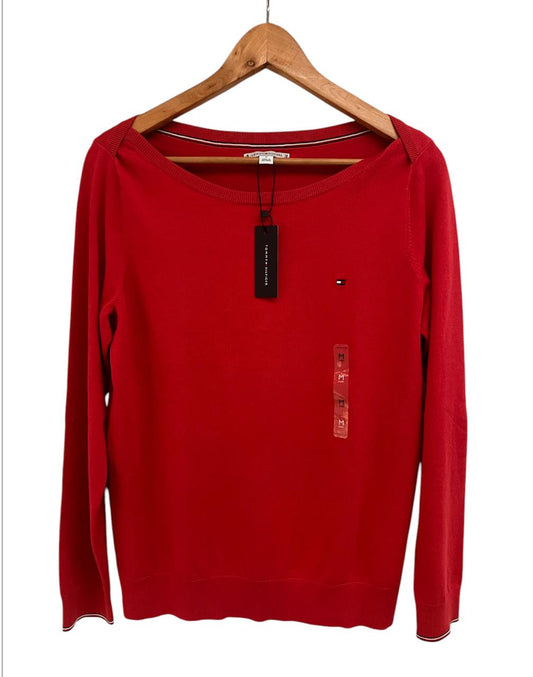 Saco rojo Tommy Hilfiger tejido con cuello barco