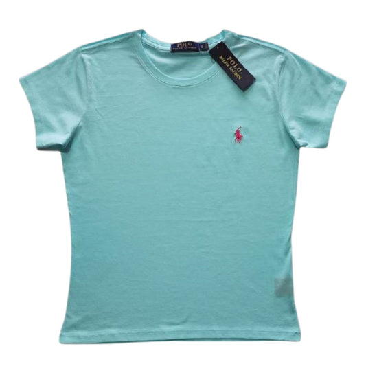 Camiseta T - Shirt Mujer cuello redondo manga corta Azul Aguamarina