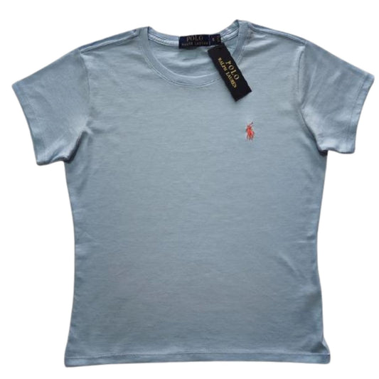 Camiseta T - Shirt Mujer cuello redondo manga corta Azul Claro