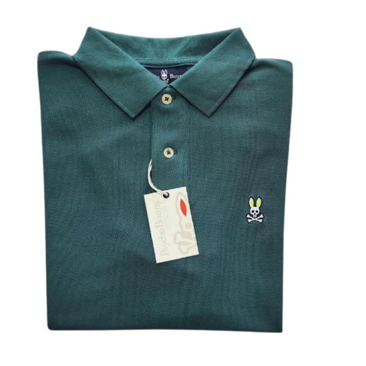 Camiseta tipo polo manga corta Psycho Bunny color Verde Botella