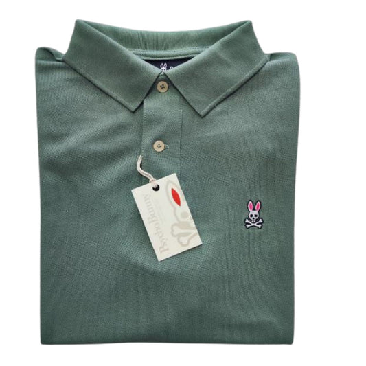 Camiseta tipo polo manga corta Psycho Bunny color Verde Hoja Oliva