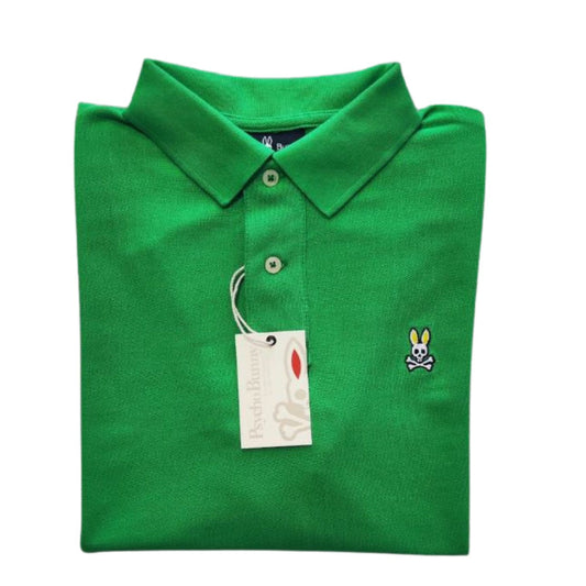 Camiseta tipo polo manga corta Psycho Bunny color Verde Limón