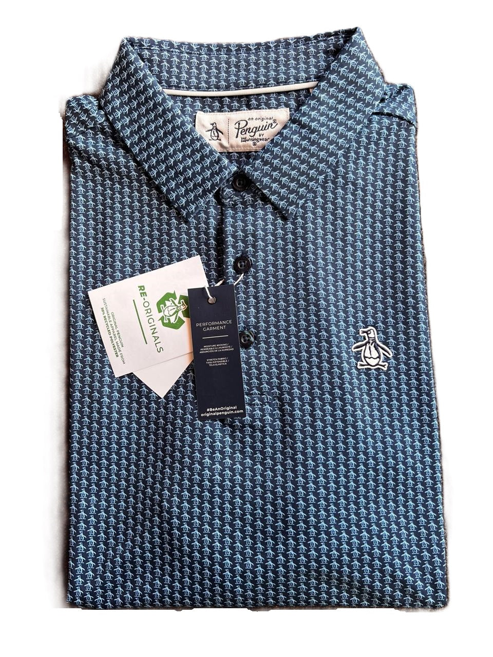 Camiseta Tipo Polo Penguin Celeste