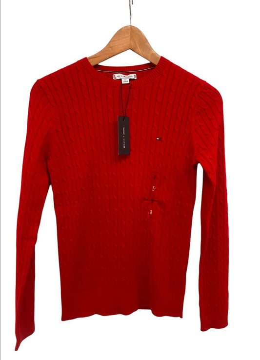 Saco rojo Tommy Hilfiger tejido amplio de punto trenzado