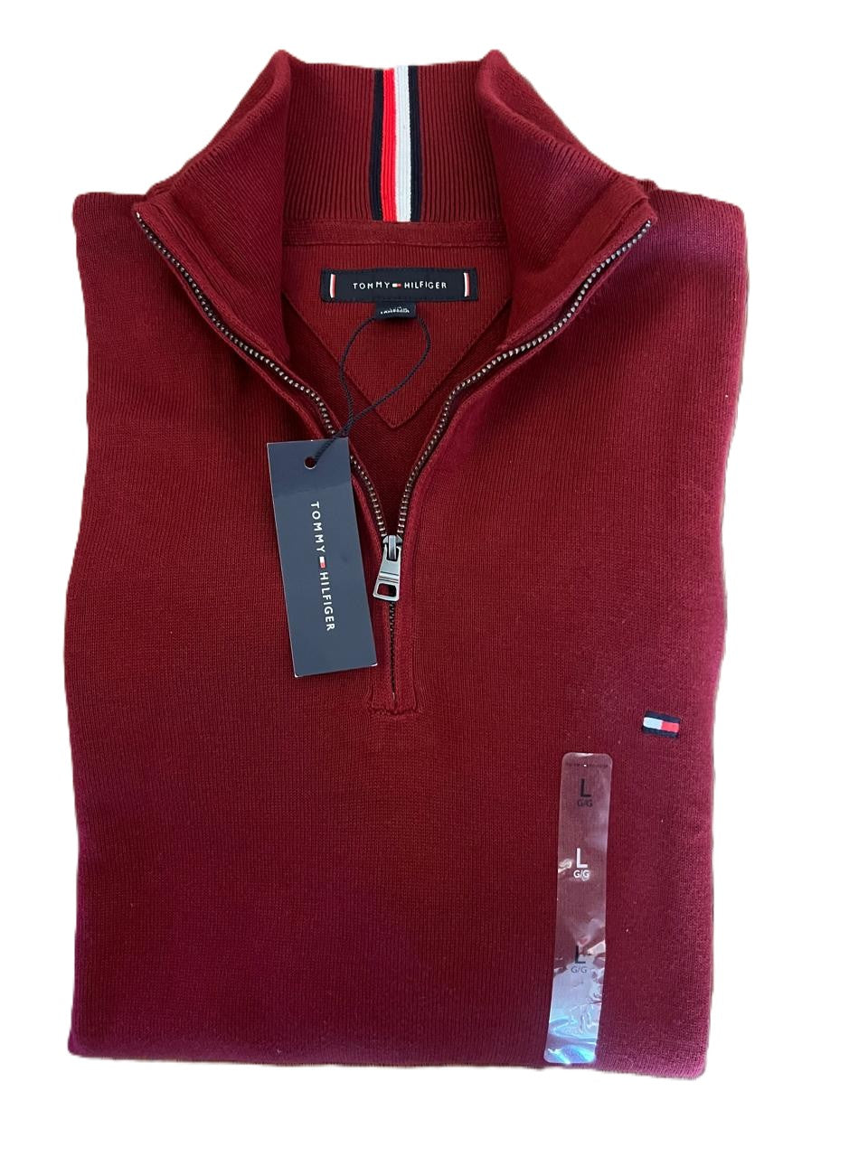 Saco de media cremallera color rojo vino de Tommy Hilfiger
