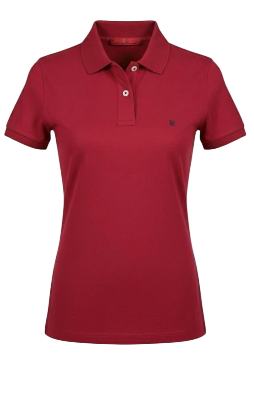 Camiseta Tipo Polo Mujer Manga Corta Roja CH