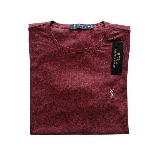 Camiseta cuello redondo manga corta color vino jaspe Ralph Lauren