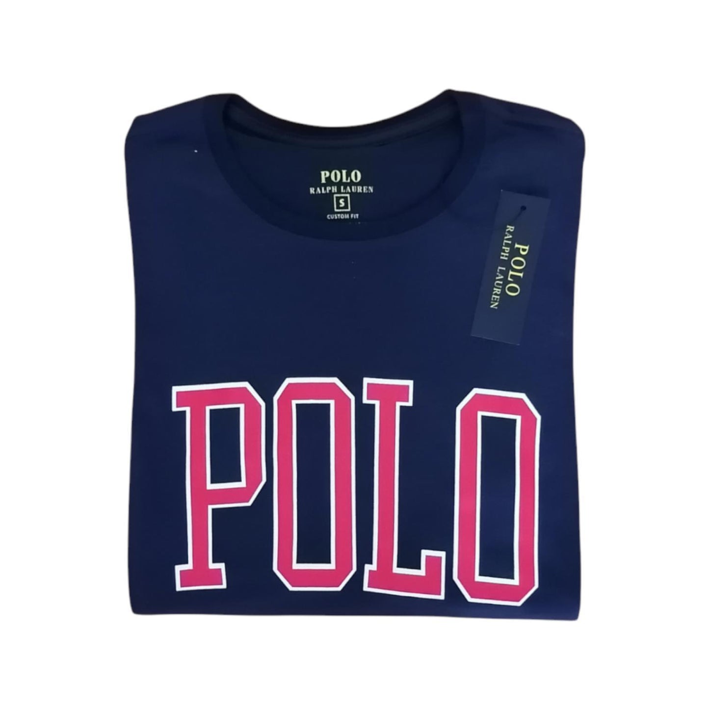 Camiseta cuello redondo manga corta color azul navy con estampado Ralph Lauren