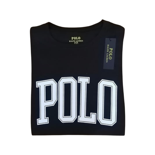 Camiseta cuello redondo manga corta color negro con estampado Ralph Lauren
