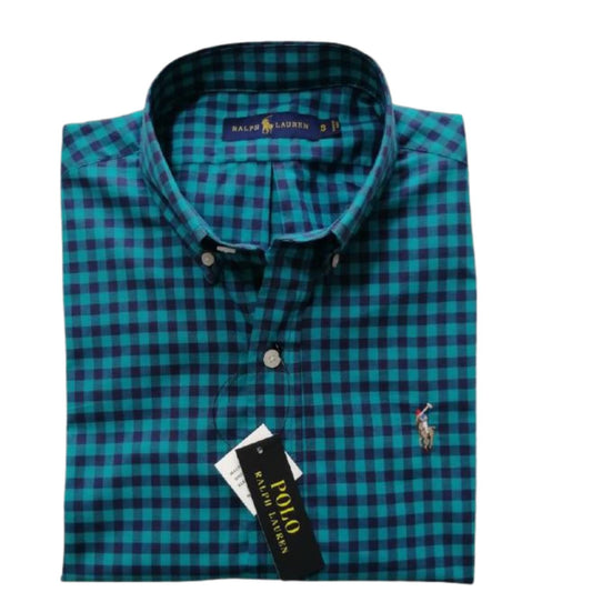 Camisa manga corta Polo Ralph Lauren Azul Cielo Cuadros Azul Aguamarina