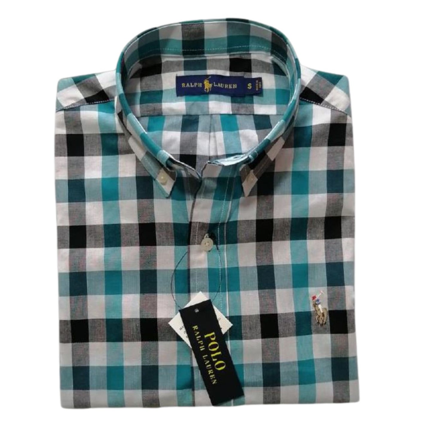 Camisa manga corta Polo Ralph Lauren Blanca Cuadros Azul y Negro