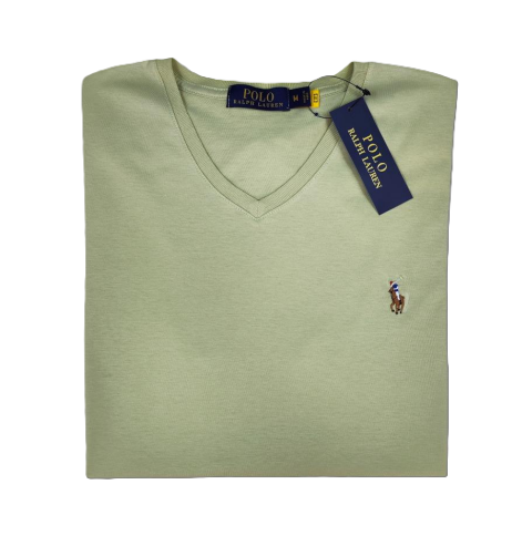 Camiseta T - Shirt cuello v manga corta Verde Hoja Seca Ralph Lauren