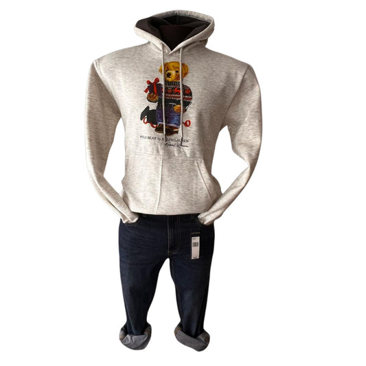 Hoodie de algodón Polo Ralph Lauren Bear de Temporada Gris