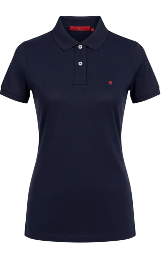 Camiseta Tipo Polo Mujer Manga Corta Azul Navy CH