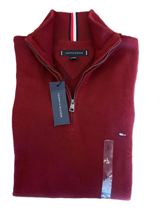 Saco de media cremallera color rojo vino de Tommy Hilfiger