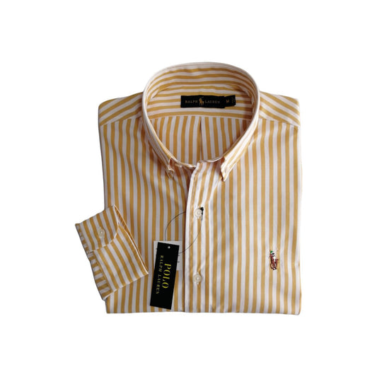 Camisa manga larga de algodón rayas color amarillo Polo Ralph Lauren