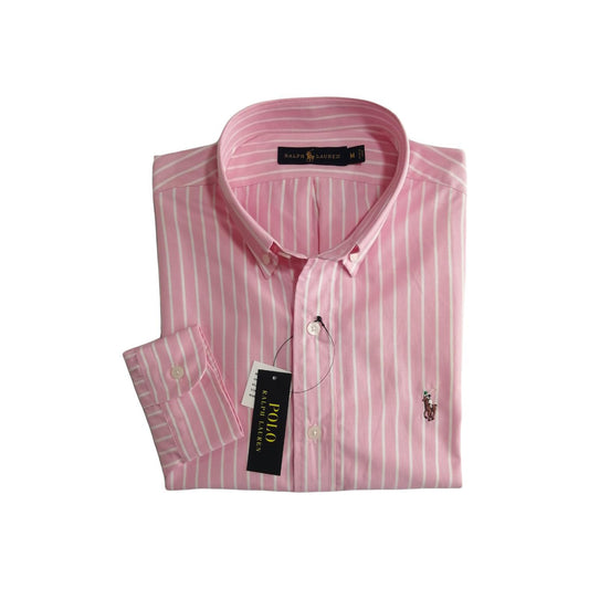 Camisa manga larga de algodón rayas color rosa Polo Ralph Lauren
