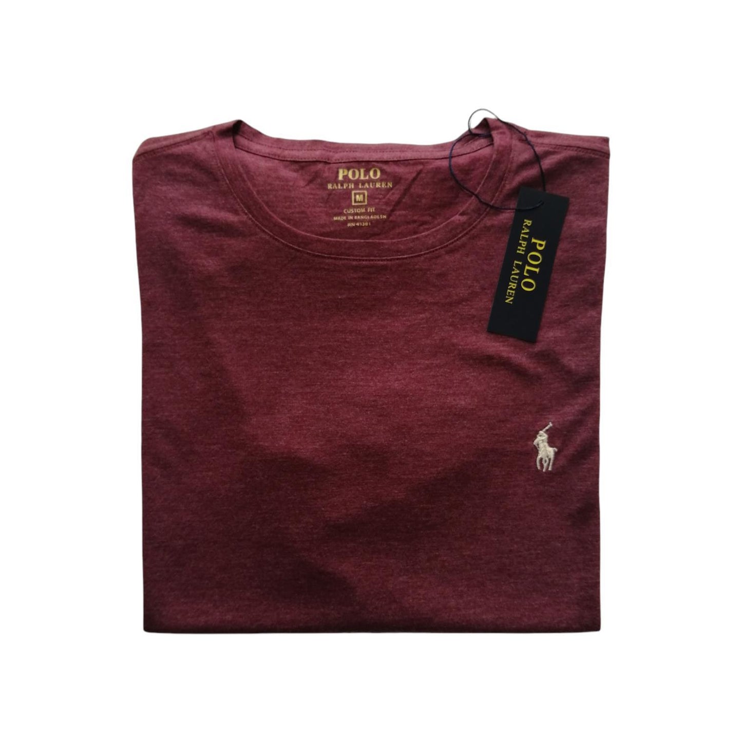 Camiseta cuello redondo manga corta color vino jaspe Ralph Lauren