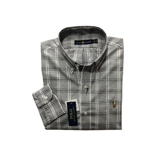 Camisa manga larga de algodón cuadros color gris Polo Ralph Lauren