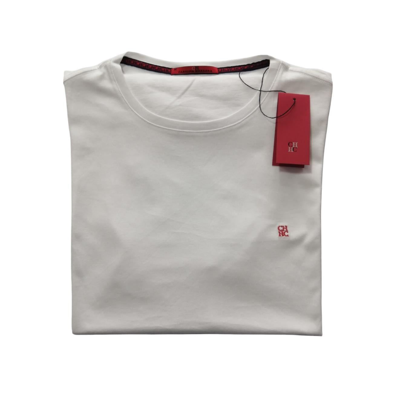 Camiseta cuello redondo manga corta color blanco Carolina Herrera